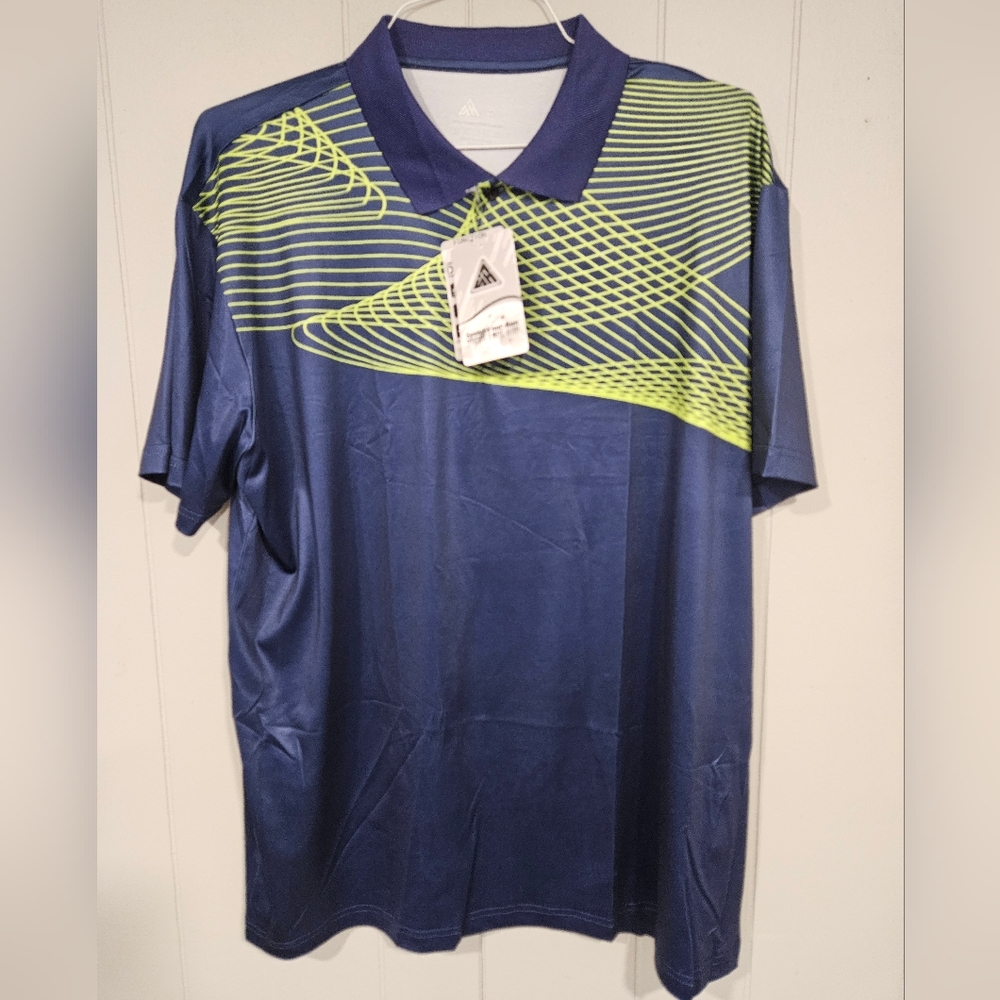 SR Speed Your Run German Designed Dry Fit Blue Green Polo Shirt Mens Size XL NWT